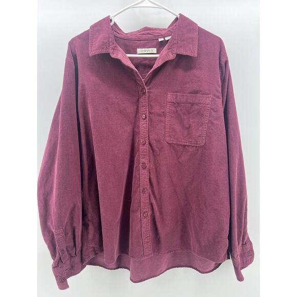 Orvis Mens Shirt Extra Large Burgundy XL Button Corduroy Top Hunting Gorp - Picture 10 of 12